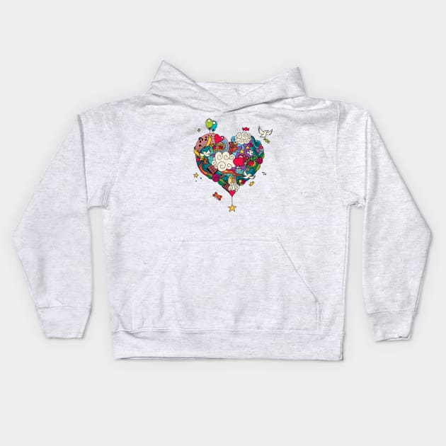 Love Doodle Kids Hoodie by Malchev